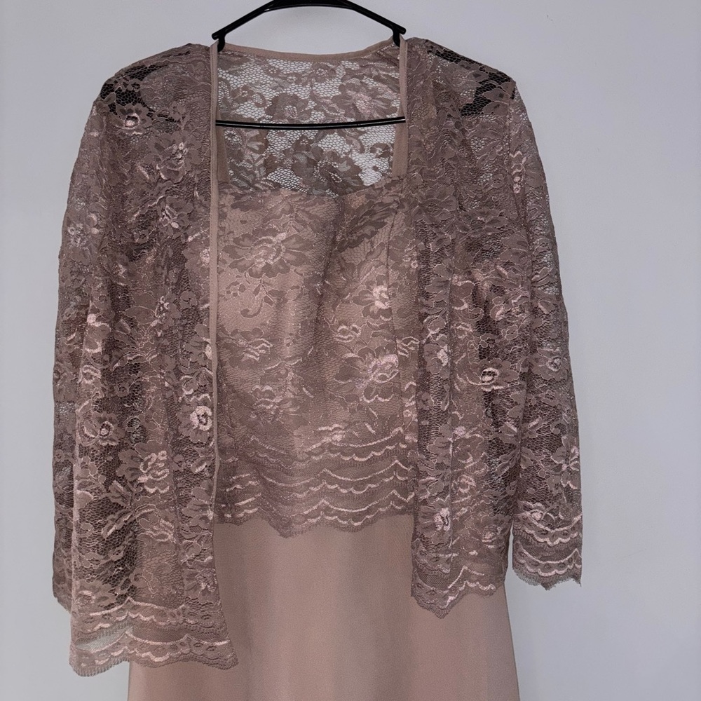 Mauve Lace Bodice A-Line Dress